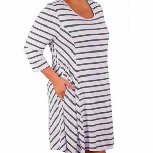RELAXED curvy DRESS (Grey&White)